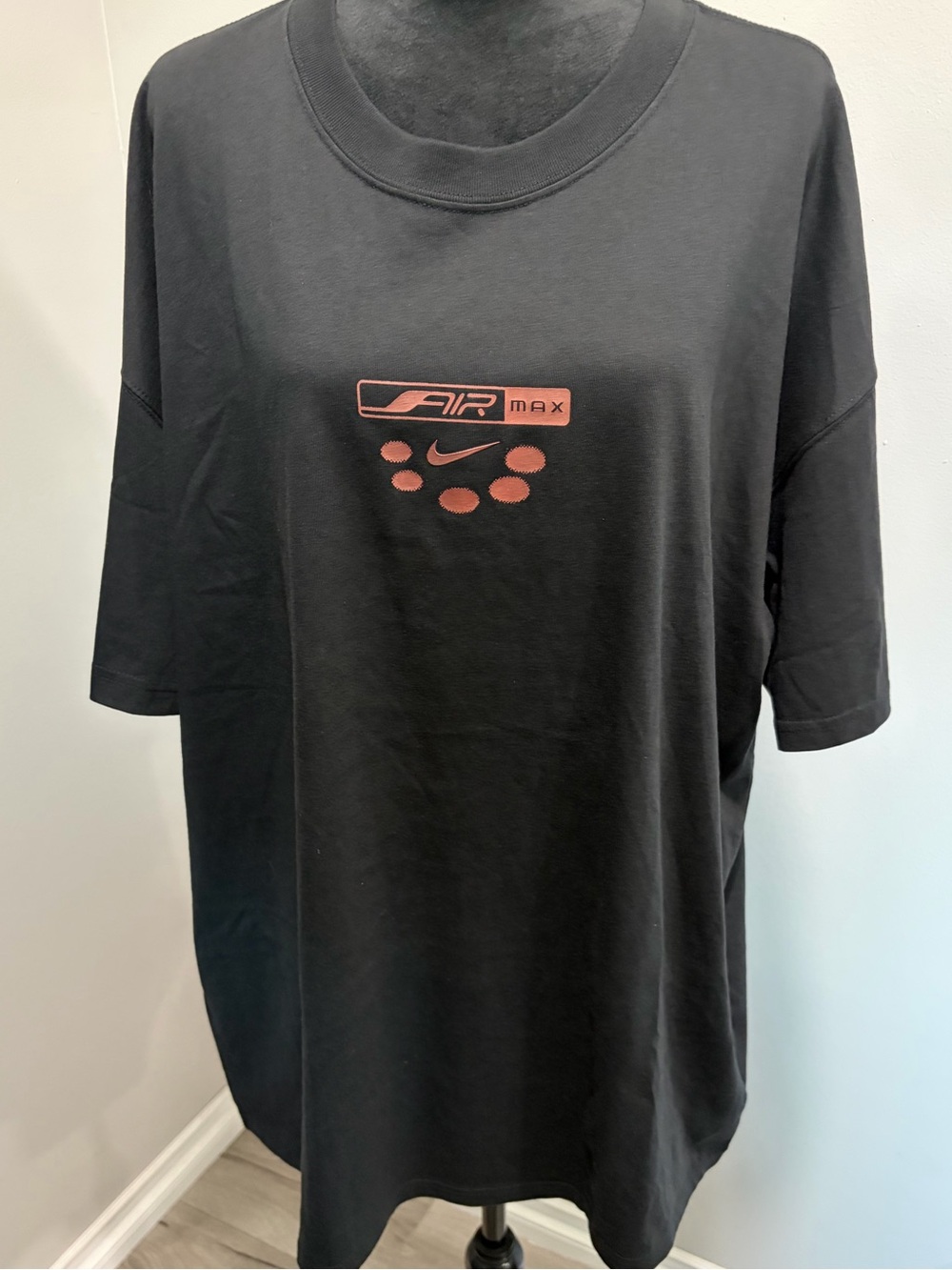 NWOT Nike Black Short-Sleeve Tee with Orange-Red Air Max Logo